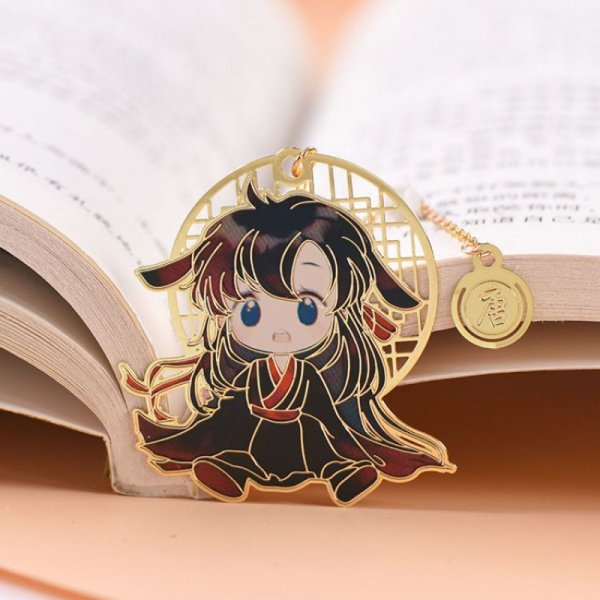 Anime Peripheral Metal Cartoon Hollowed Out Tassel Bookmark