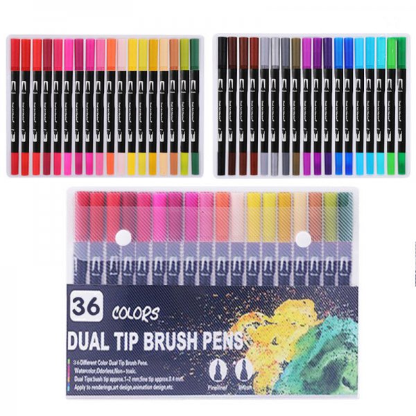 Soft-tip Watercolor Pen Double-headed Marker Pen Set For Children's Kindergarten Dual-purpose Thickness